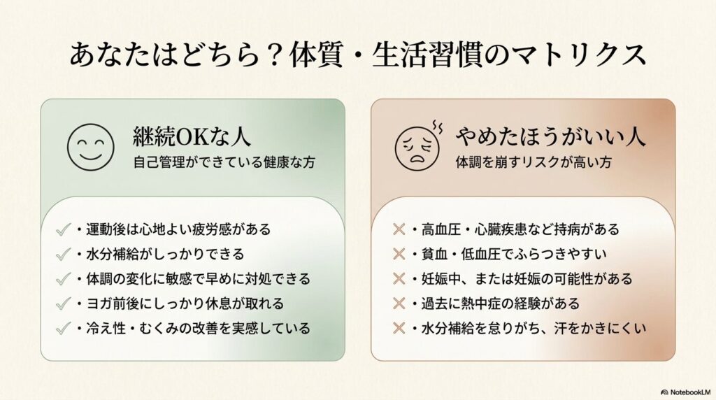 ホットヨガ やめたほうがいい