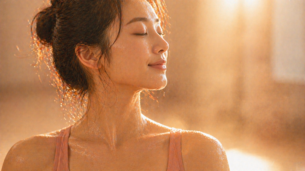 ホットヨガで美肌を手に入れた女性